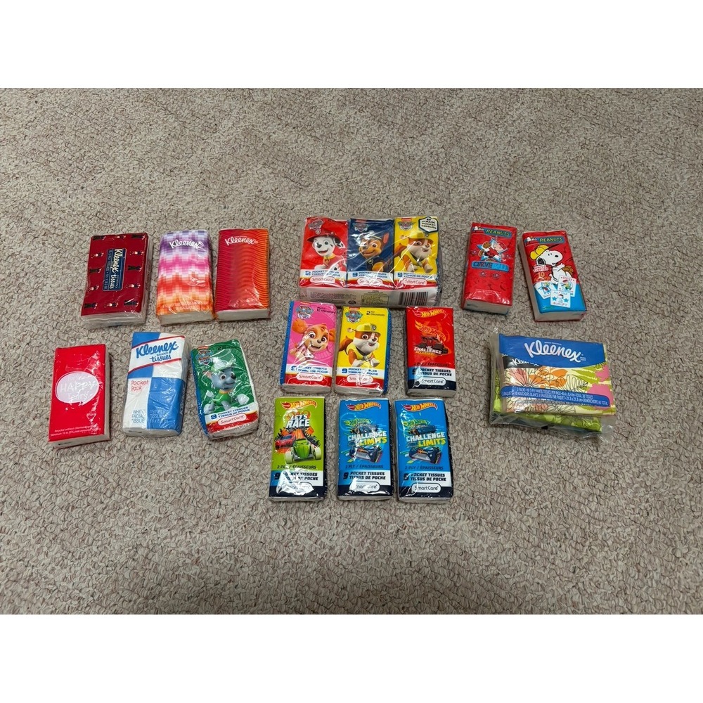 23 small packs of Kleenex and tissues